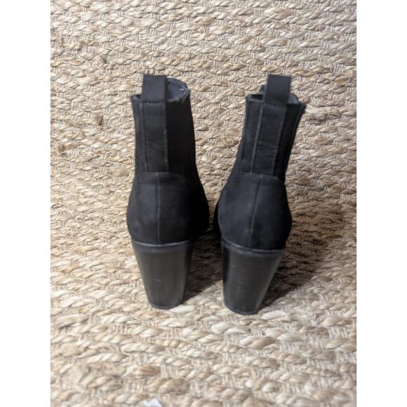 Bohme Black Suede Ankle Booties Point Toe Size 8.5 Block Heel Boots - Picture 4 of 7